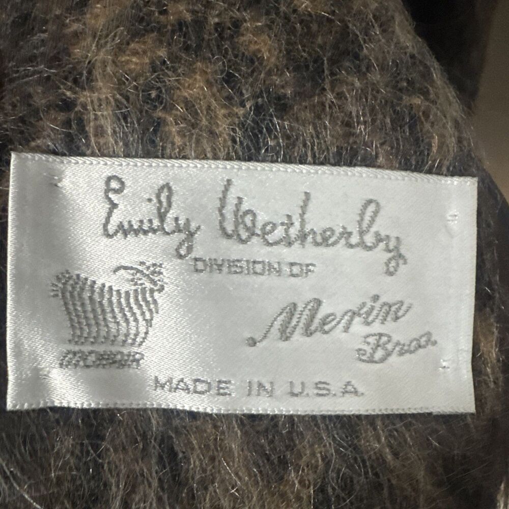 VTG Emily Wetherby Brown Mohair Long Coat Fuzzy Retro Women Large EUC USA - Picture 7 of 8
